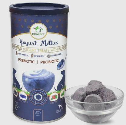 Yogurt Melties With Blueberries, Blue Spirulina, Cranberries & Mint