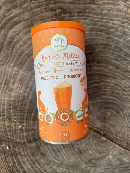 Yogurt Melties Prebiotic and Probiotic Dog Treats: Carrot,Yogurt & Flaxseed