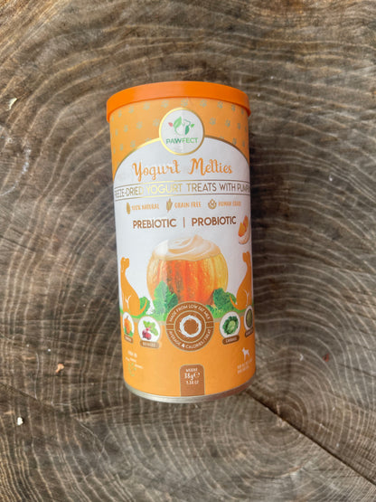 Yogurt Melties Prebiotic and Probiotic Dog Treats: Pumpkin,Cabbage,Beetroot & Fennel Seeds
